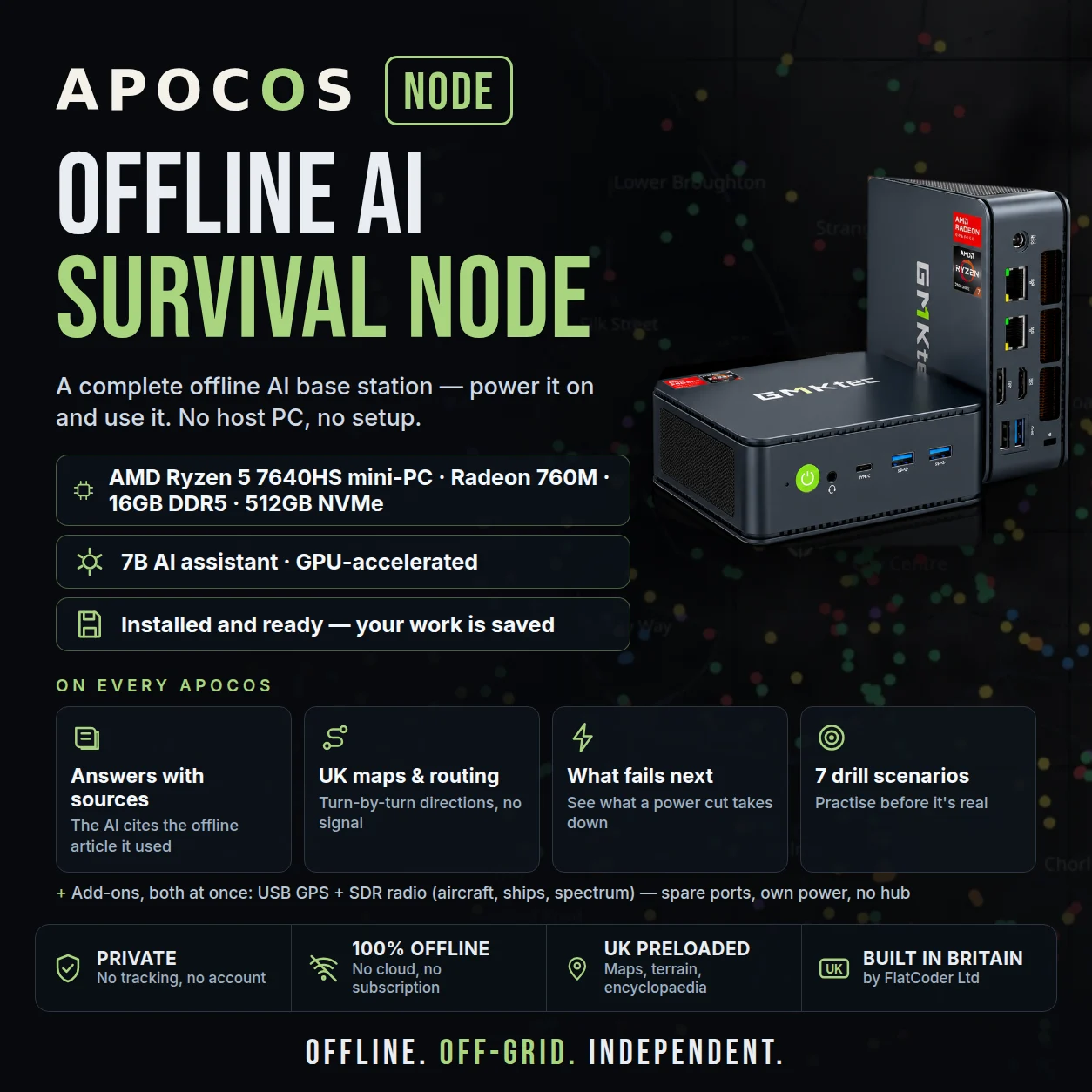 ApocOS Node — A complete offline AI appliance, ready out of the box.